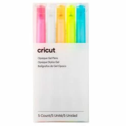 Cricut Opaque Gel Pens 1.0 Mm, Pink/White/Orange/Yellow/Blue (5 Ct)