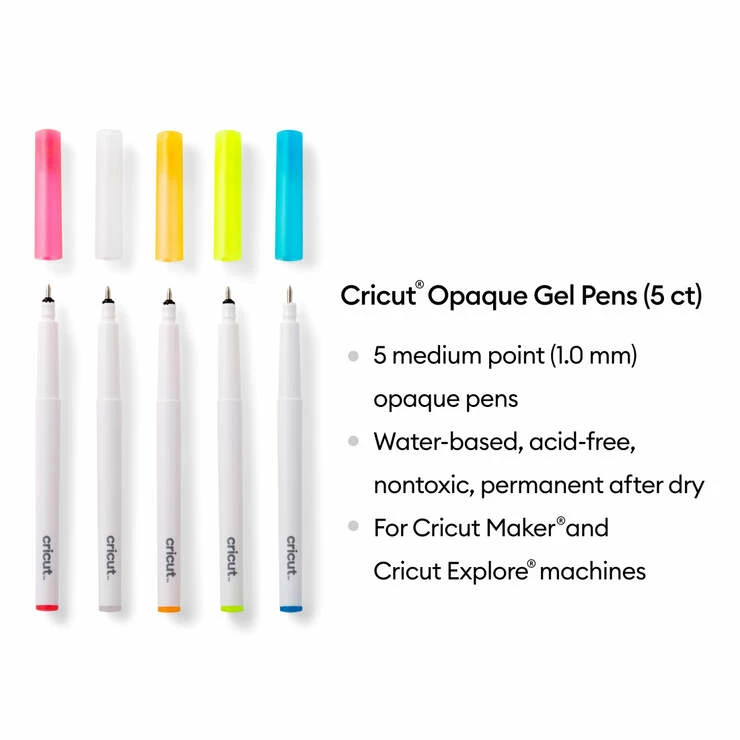 Cricut Opaque Gel Pens 1.0 Mm, Pink/White/Orange/Yellow/Blue (5 Ct) 4 Cricut Opaque Gel Pens 1.0 Mm, Pink/White/Orange/Yellow/Blue (5 Ct) - Image 2